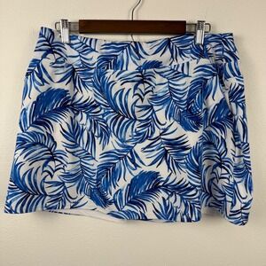 Tommy Bahama Golf Skort Womens XL Blue White Tropical Palm Leaf Print Activewear